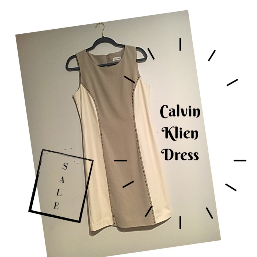 Calvin Klein Sheath Dress Leather side panels
